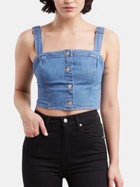Levi’s Button Down Light Blue Denim Crop Top XL